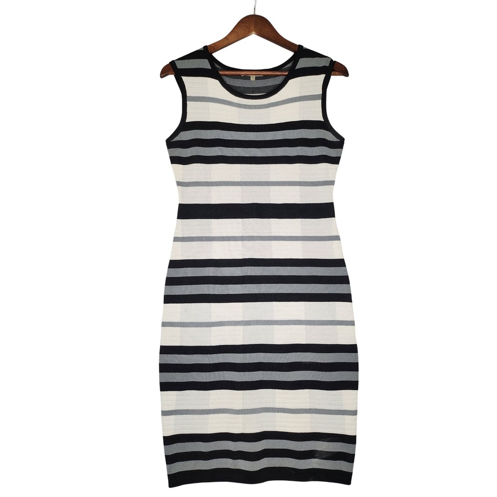 Sioni size Sm women's black, light grey & white bodycon‎ style knit dress